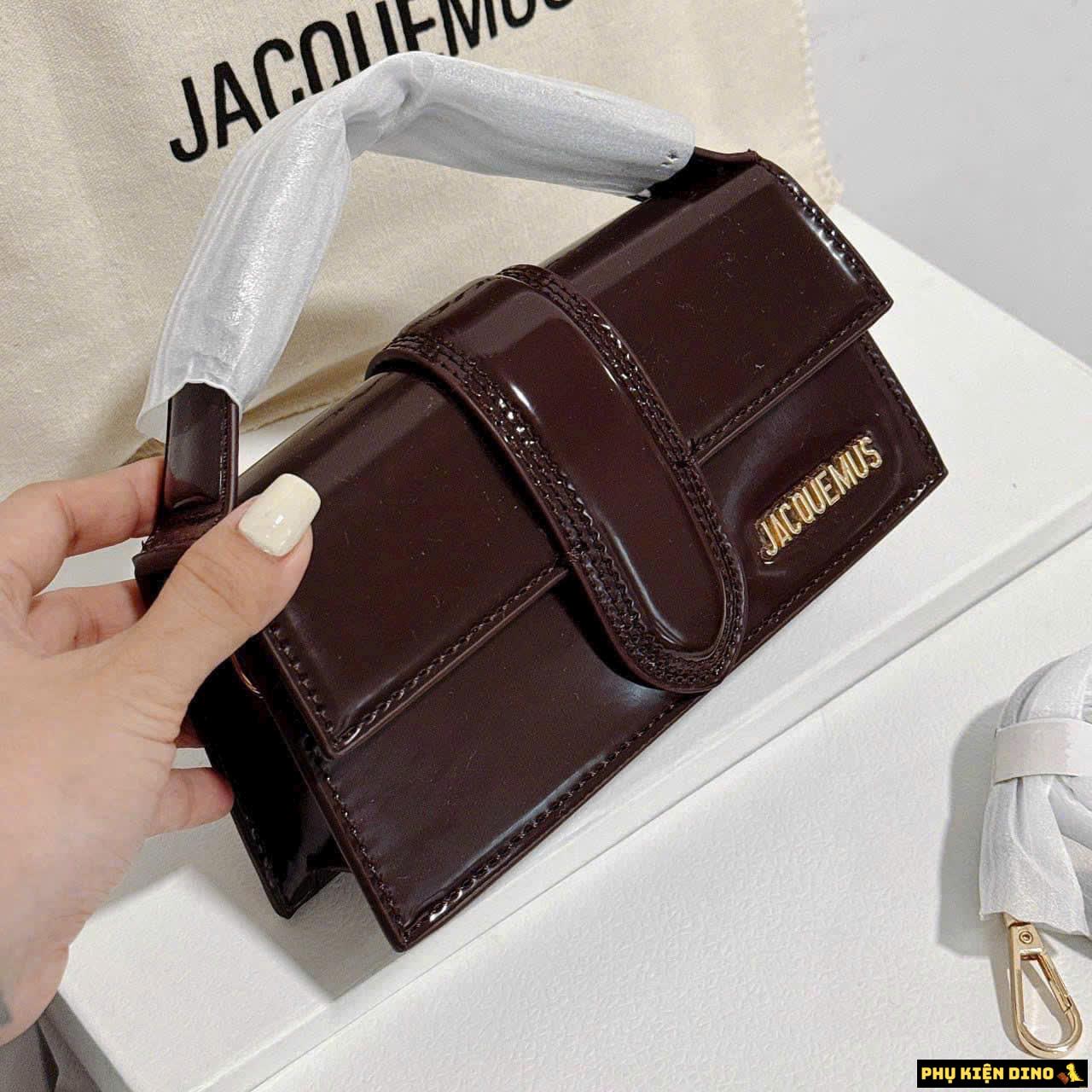 Túi Jacquemus Le Grand Bambino Handle Bag Da Bóng Fullbox 4 Túi Jacquemus Le Grand Bambino Da Bóng Màu Nâu Fullbox