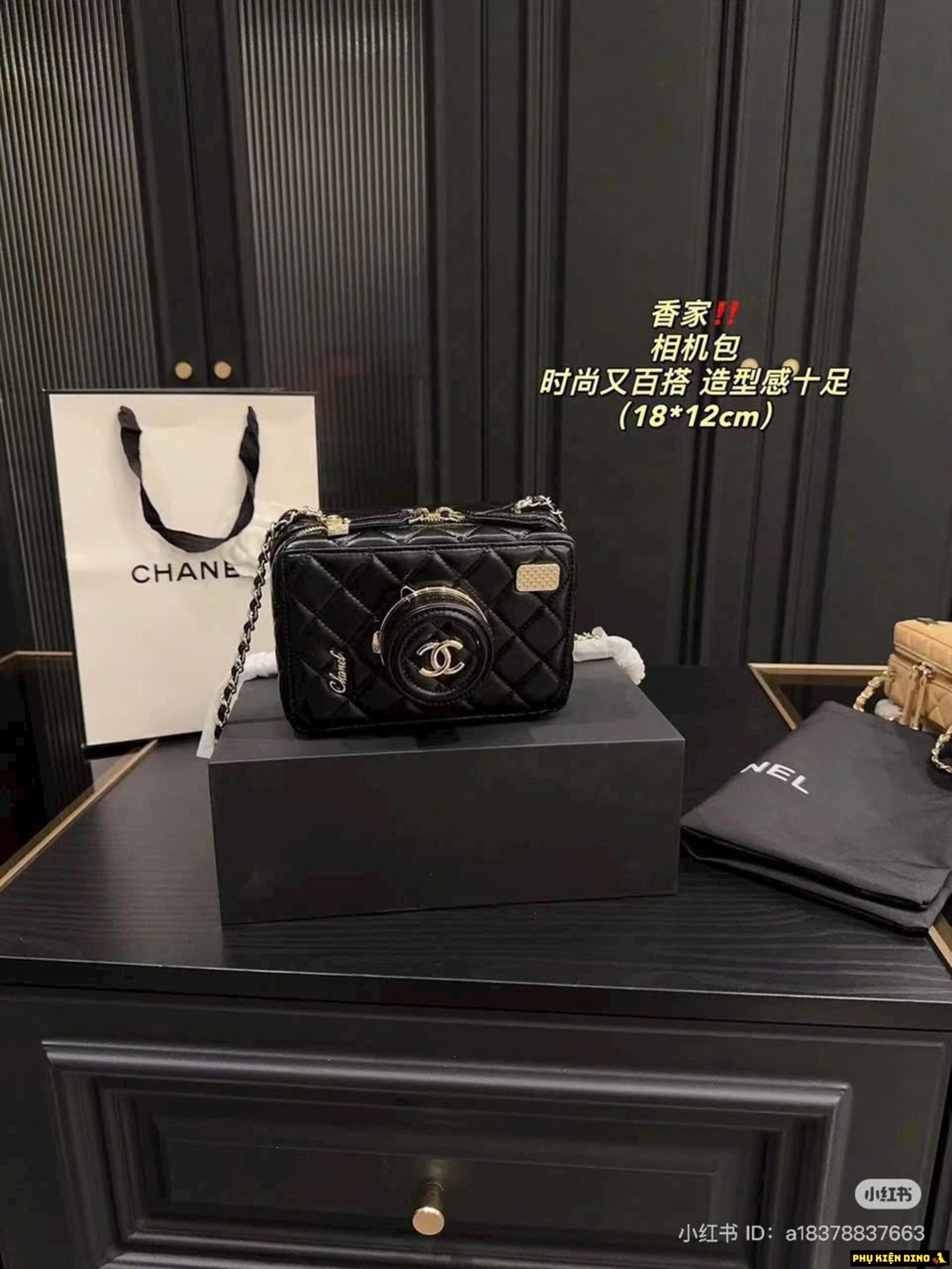 Túi Chanel 24 Camera Da Lambskin Black Size 19 8 Túi Chanel Camera Black