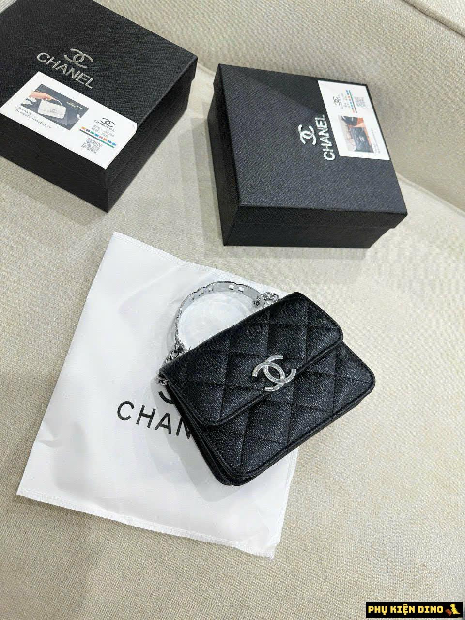 Túi Chanel Mini Quai Kiềng Màu Trắng Đen Fullbox 9 Túi Chanel Mini Quai Kiềng Màu Đen Fullbox