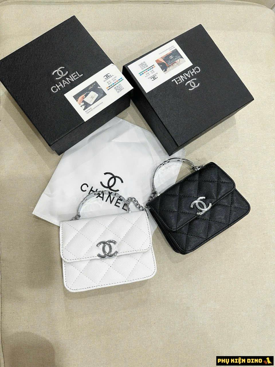 Túi Chanel Mini Quai Kiềng Màu Trắng Đen Fullbox 1 Túi Chanel Mini Quai Kiềng Màu Trắng Đen Fullbox