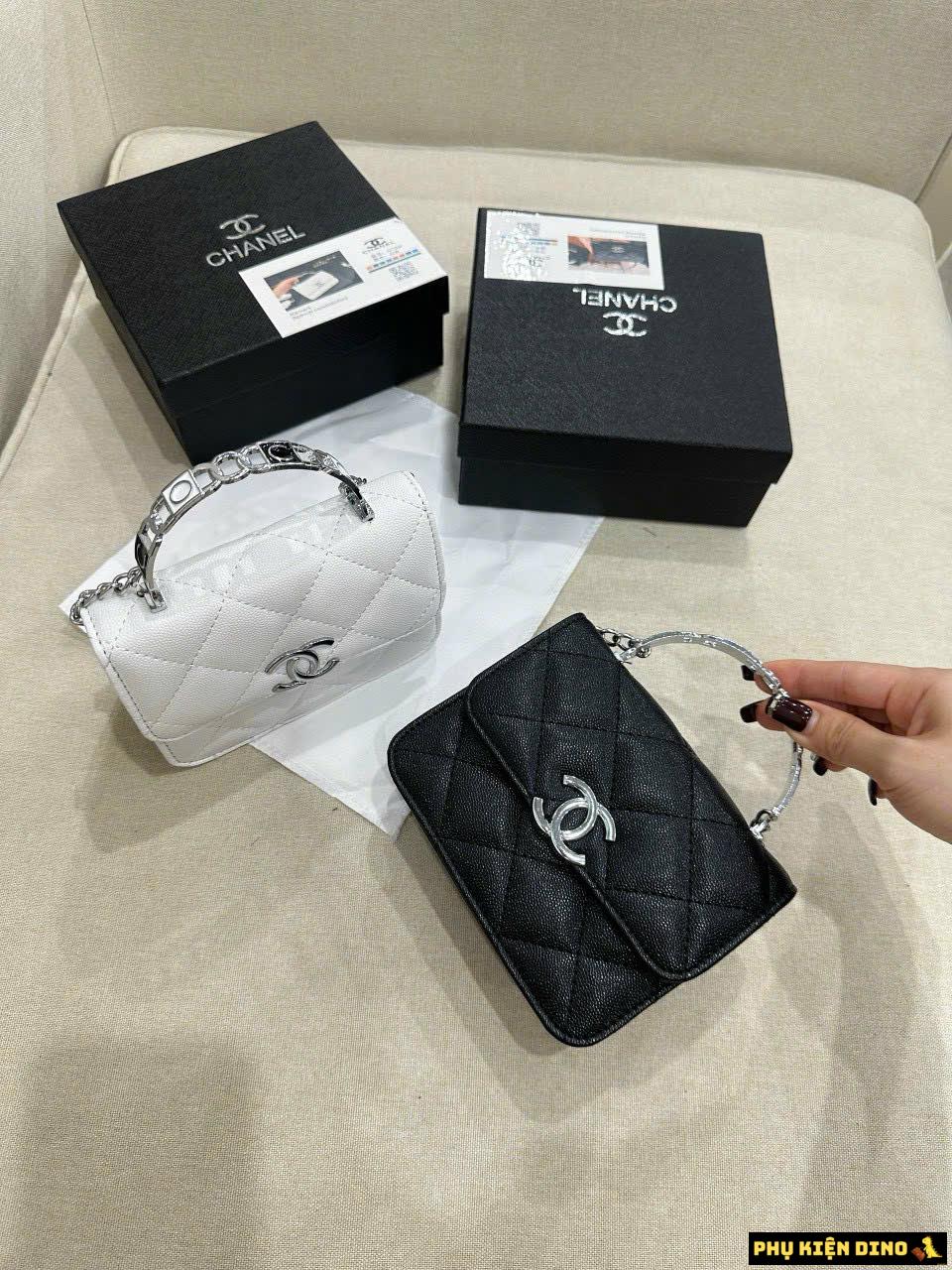 Túi Chanel Mini Quai Kiềng Màu Trắng Đen Fullbox 5 Túi Chanel Mini Quai Kiềng