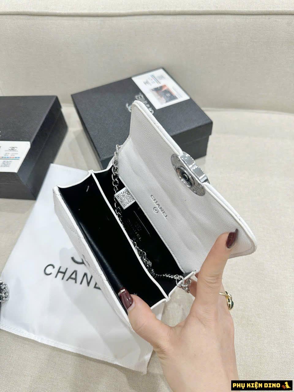 Túi Chanel Mini Quai Kiềng Màu Trắng Đen Fullbox 4 Túi Chanel Mini White Quai Kiềng Fullbox