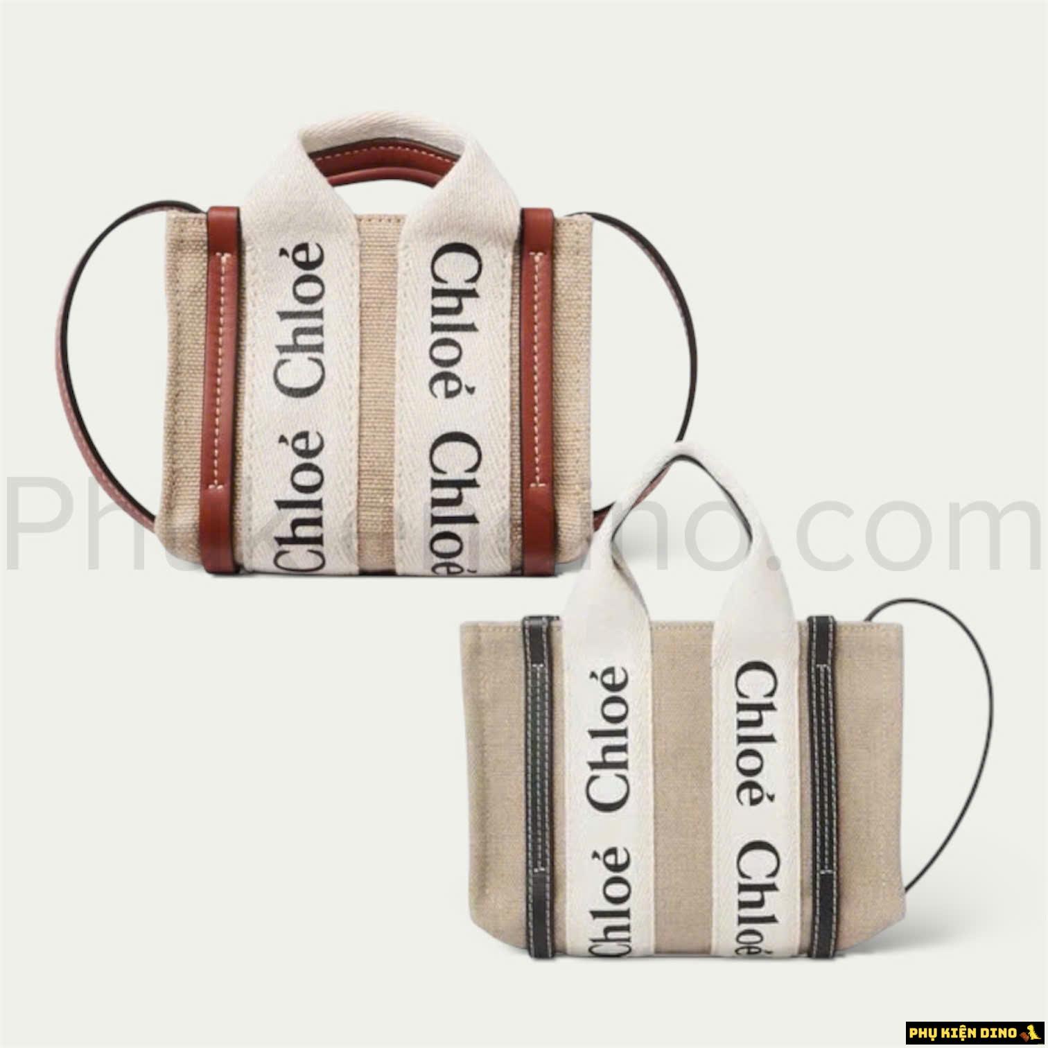 Túi Chloe Nano Woody In Linen Brown Black Navy 1 Túi Chloe Nano Woody In Linen Brown Black Navy