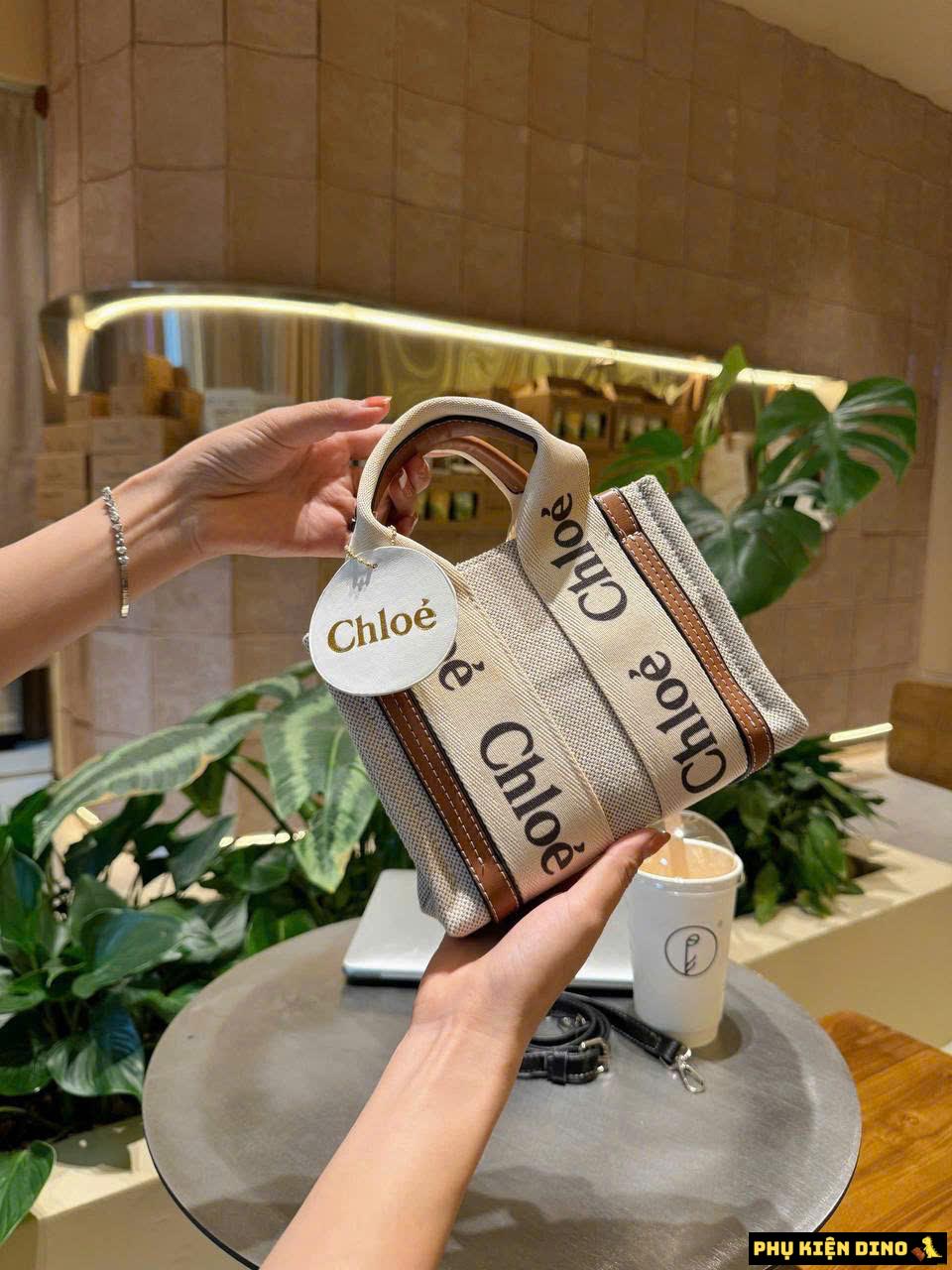 Túi Chloe Nano Woody In Linen Brown Black Navy 8 Túi Chloe Nano Woody In Linen Brown
