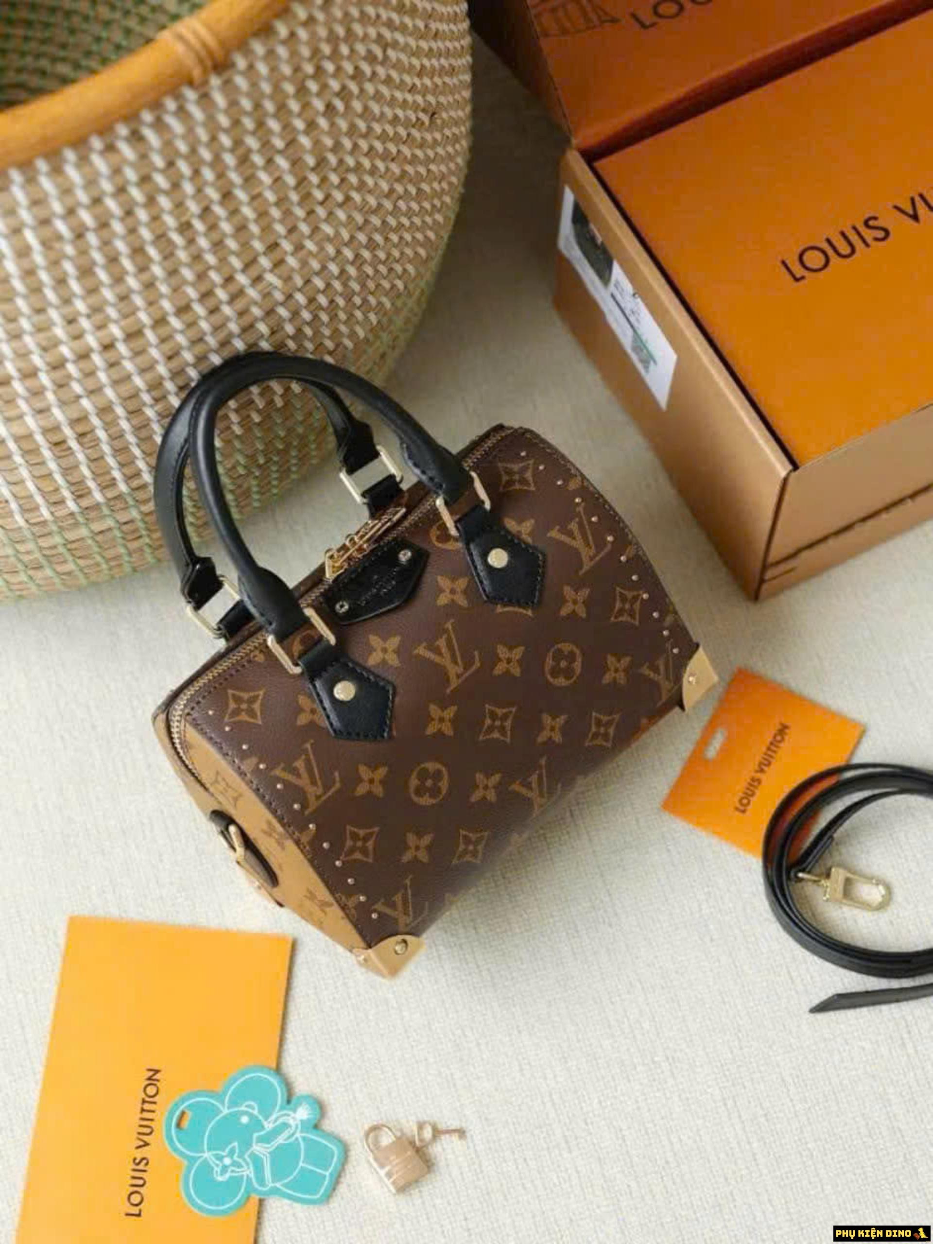 Túi Xách Nữ Louis Vuitton LV Speedy Trunk 20 M13146 10 Túi Xách Nữ Louis Vuitton LV Speedy Trunk 20 Black Quai Đen