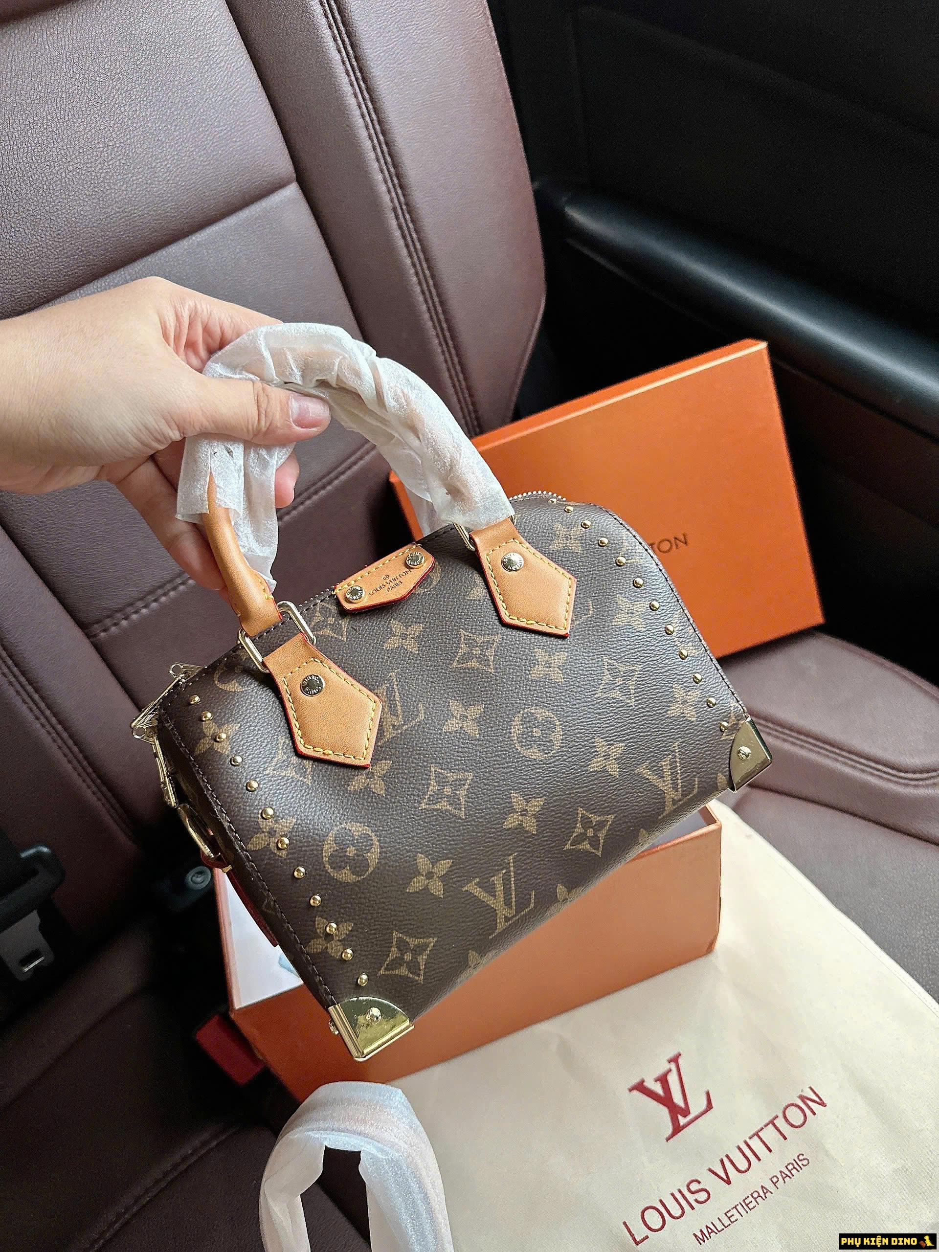 Túi Xách Nữ Louis Vuitton LV Speedy Trunk 20 M13146 9 Túi Xách Nữ Louis Vuitton LV Speedy Trunk Brown Viền Đinh