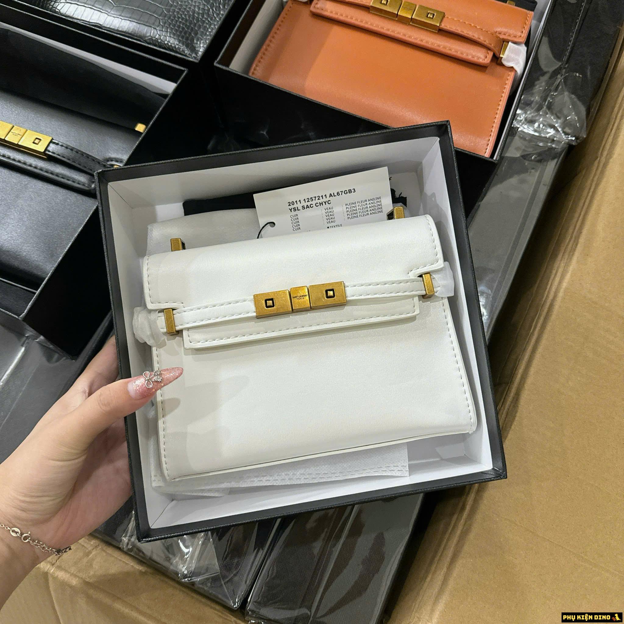 Túi YSL Saint Laurent Leather Manhattan Mini Crossbody Bag Size 19 5 Túi YSL Saint Laurent Leather Manhattan Mini Crossbody White