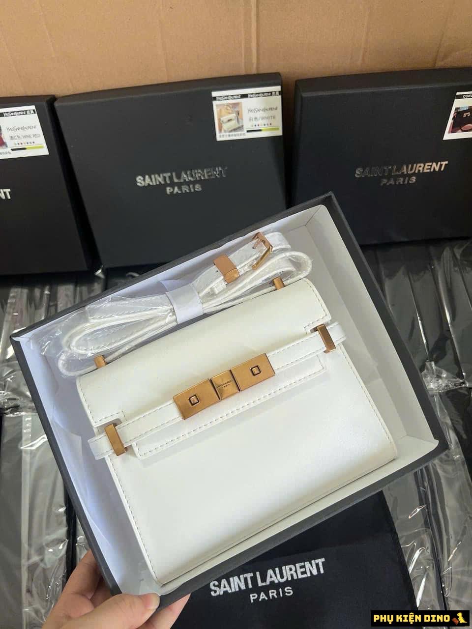 Túi YSL Saint Laurent Leather Manhattan Mini Crossbody Bag Size 19 4 Túi YSL Saint Laurent Màu Trắng