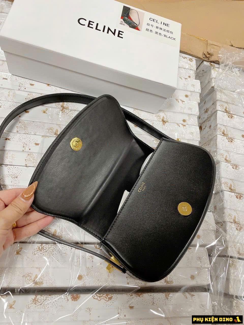 Túi Celine Đeo Vai Kèm Dây Đeo Size 22 Màu Trắng Đen 10 Túi Celine Black Size 22