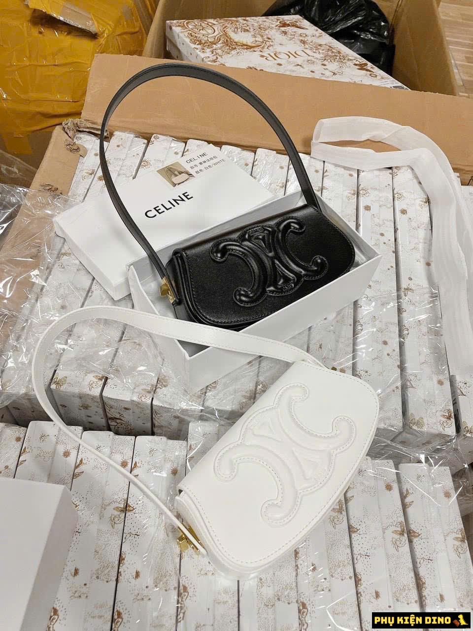 Túi Celine Đeo Vai Kèm Dây Đeo Size 22 Màu Trắng Đen 6 Túi Celine Đeo Vai Kèm Dây Đeo Size 22