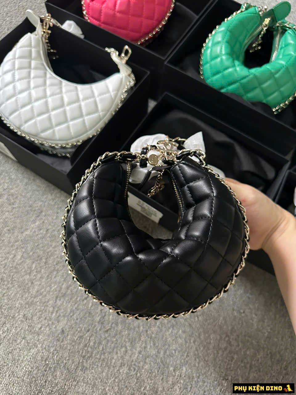 Túi Chanel 23C Mini Pouch Black White Pink Green 12 tui chanel 23c mini pouch black mau den