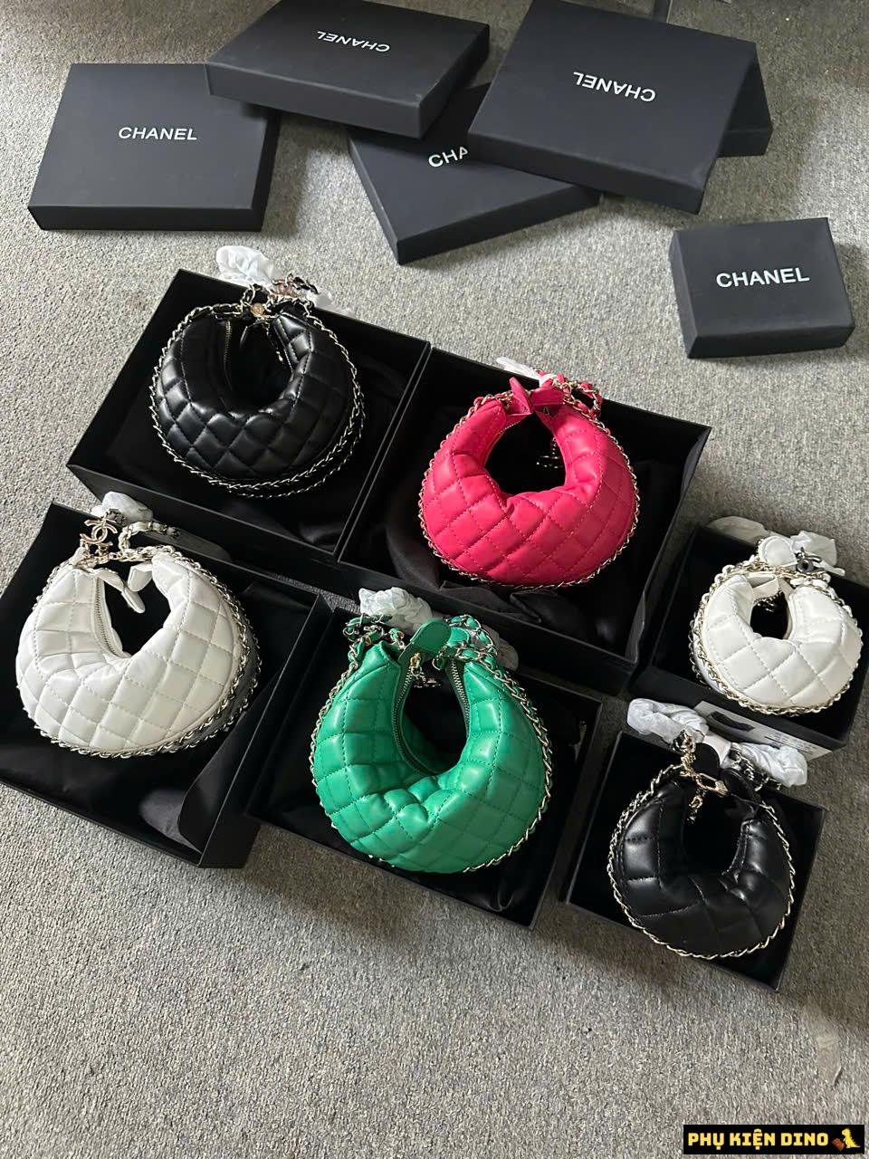 Túi Chanel 23C Mini Pouch Black White Pink Green 1 Túi Chanel 23C Mini Pouch Black White Pink Green