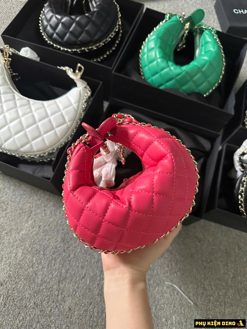 Túi Chanel 23C Mini Pouch Black White Pink Green 7 Túi Chanel 23C Mini Pouch Pink Màu Hồng