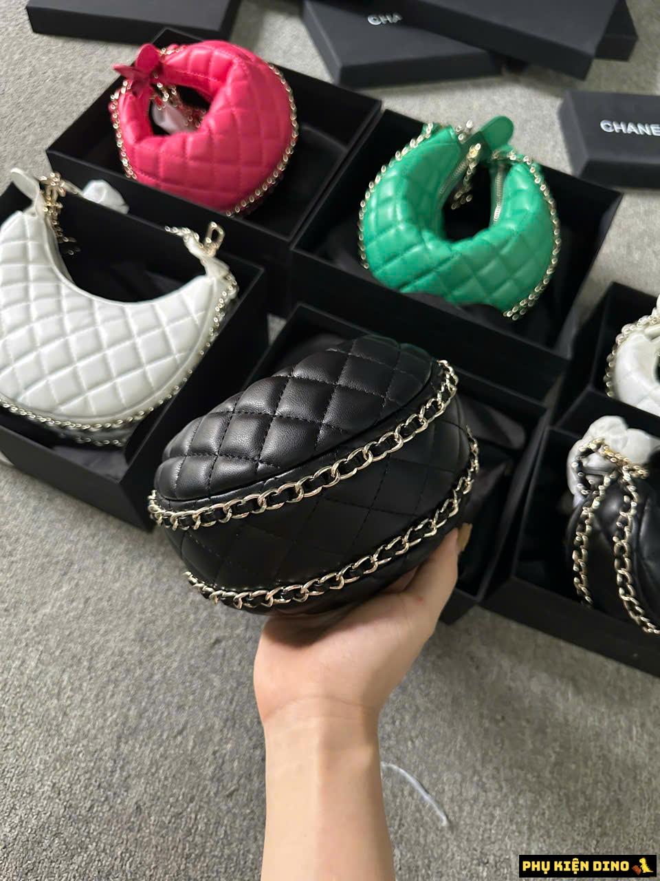 Túi Chanel 23C Mini Pouch Black White Pink Green 6 Túi Chanel 23C Mini Pouch Trắng Đen Hồng Xanh