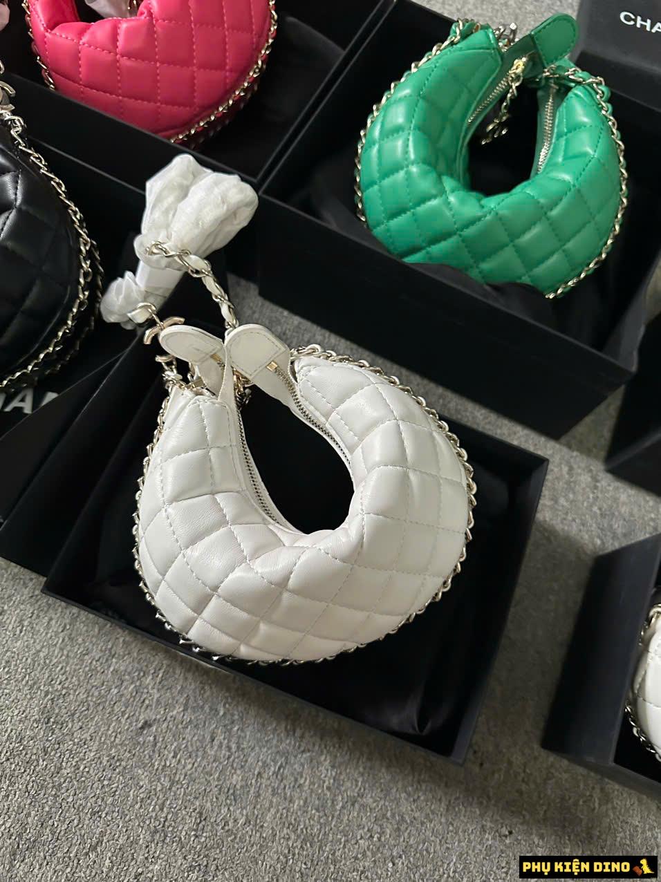 Túi Chanel 23C Mini Pouch Black White Pink Green 5 Túi Chanel 23C Mini Pouch White Màu Trắng