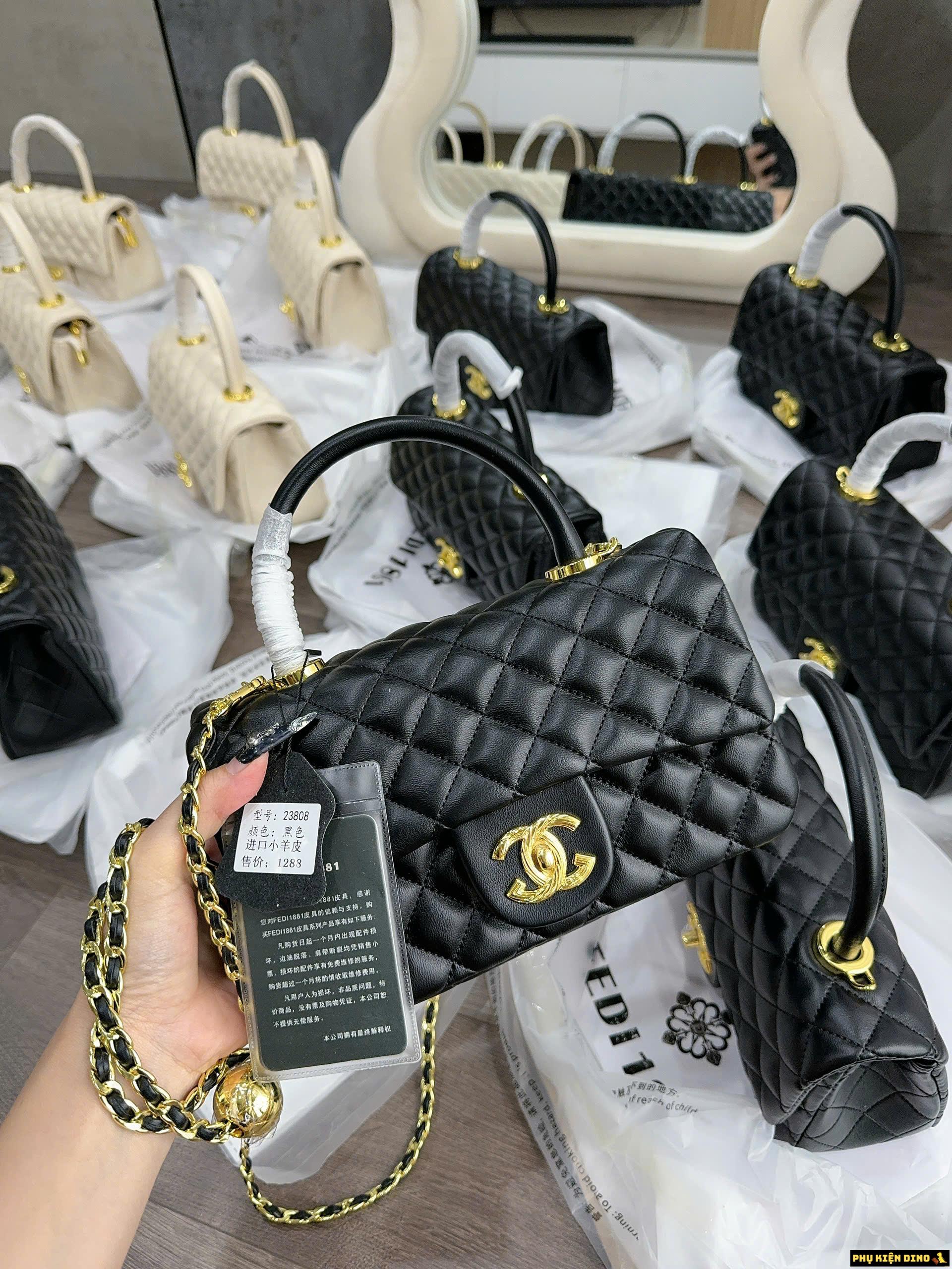 Túi Chanel Classic Màu Đen Logo Vàng Màu Trắng Đen 1 Túi Chanel Classic Black