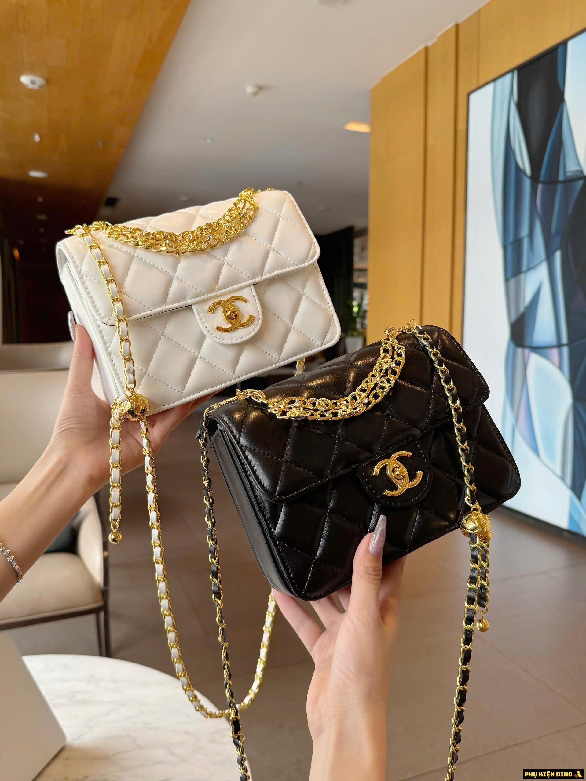 Túi Chanel Flap Bag Calfskin Túi Chanel Dây Rút Trắng Đen Đỏ 7 Túi Chanel Flap Bag Calfskin Dây Rút