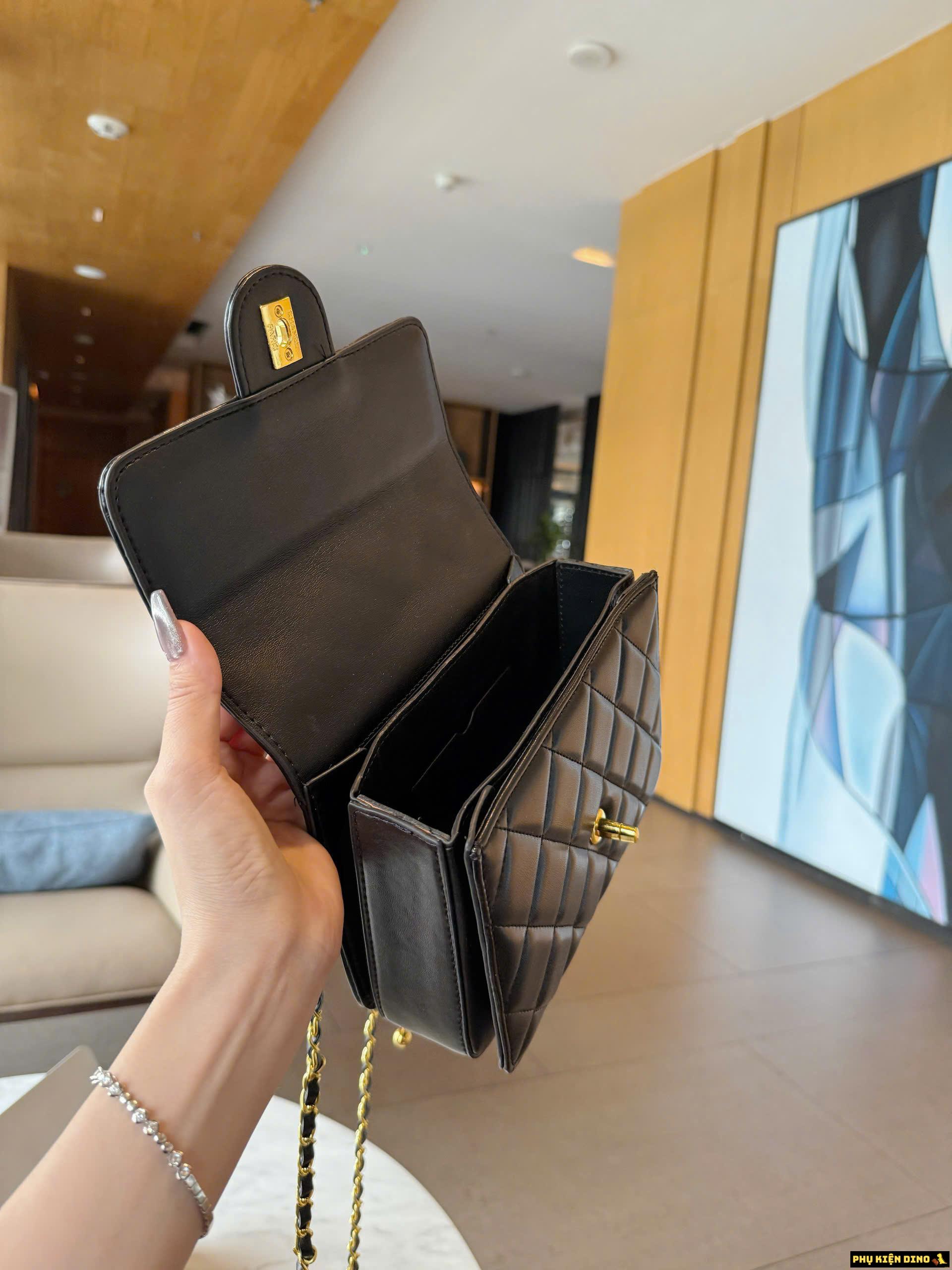 Túi Chanel Flap Bag Calfskin Túi Chanel Dây Rút Trắng Đen Đỏ 6 Túi Chanel Flap Bag Calfskin Màu Đen