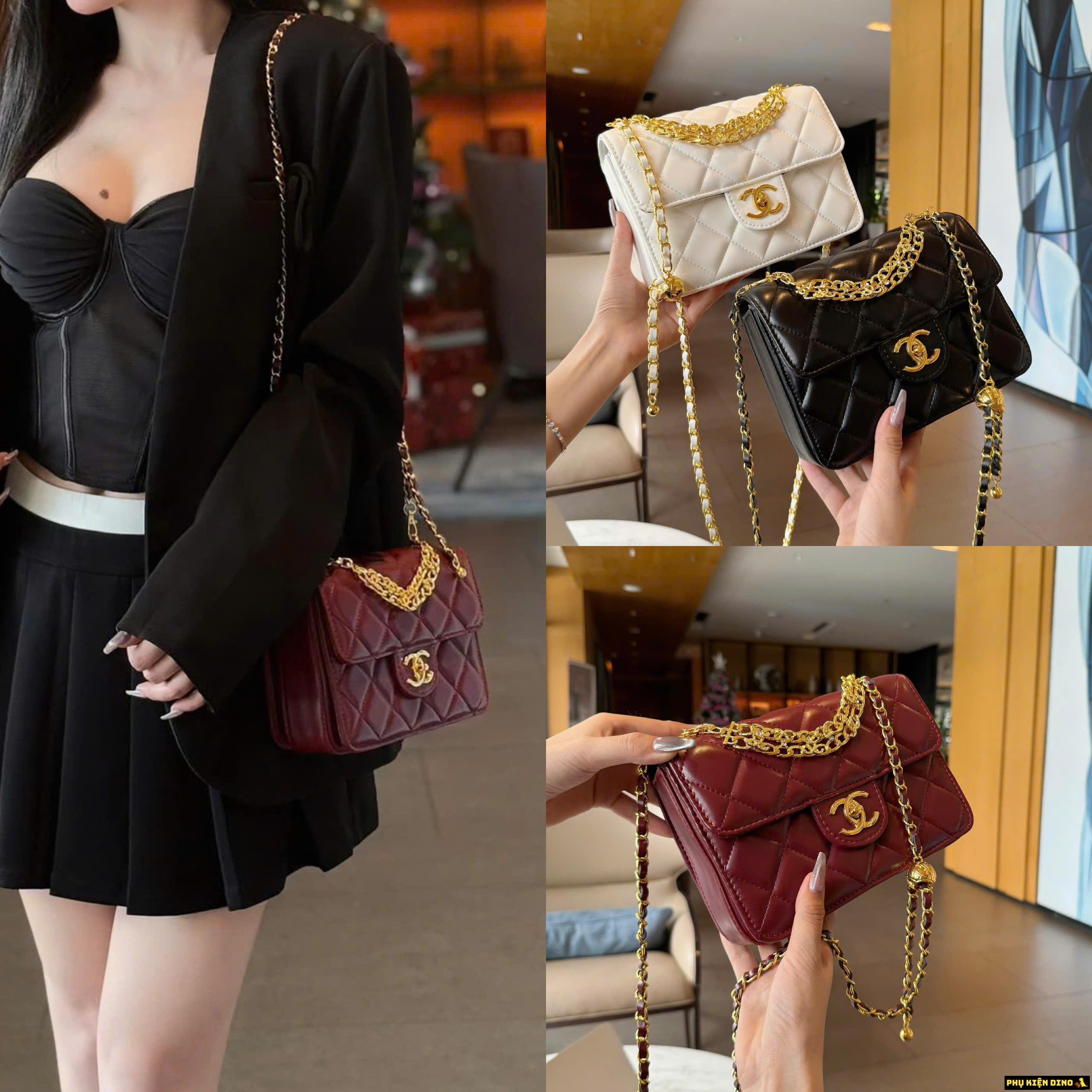 Túi Chanel Flap Bag Calfskin Túi Chanel Dây Rút Trắng Đen Đỏ 1 Túi Chanel Flap Bag Calfskin Túi Chanel Dây Rút Trắng Đen Đỏ