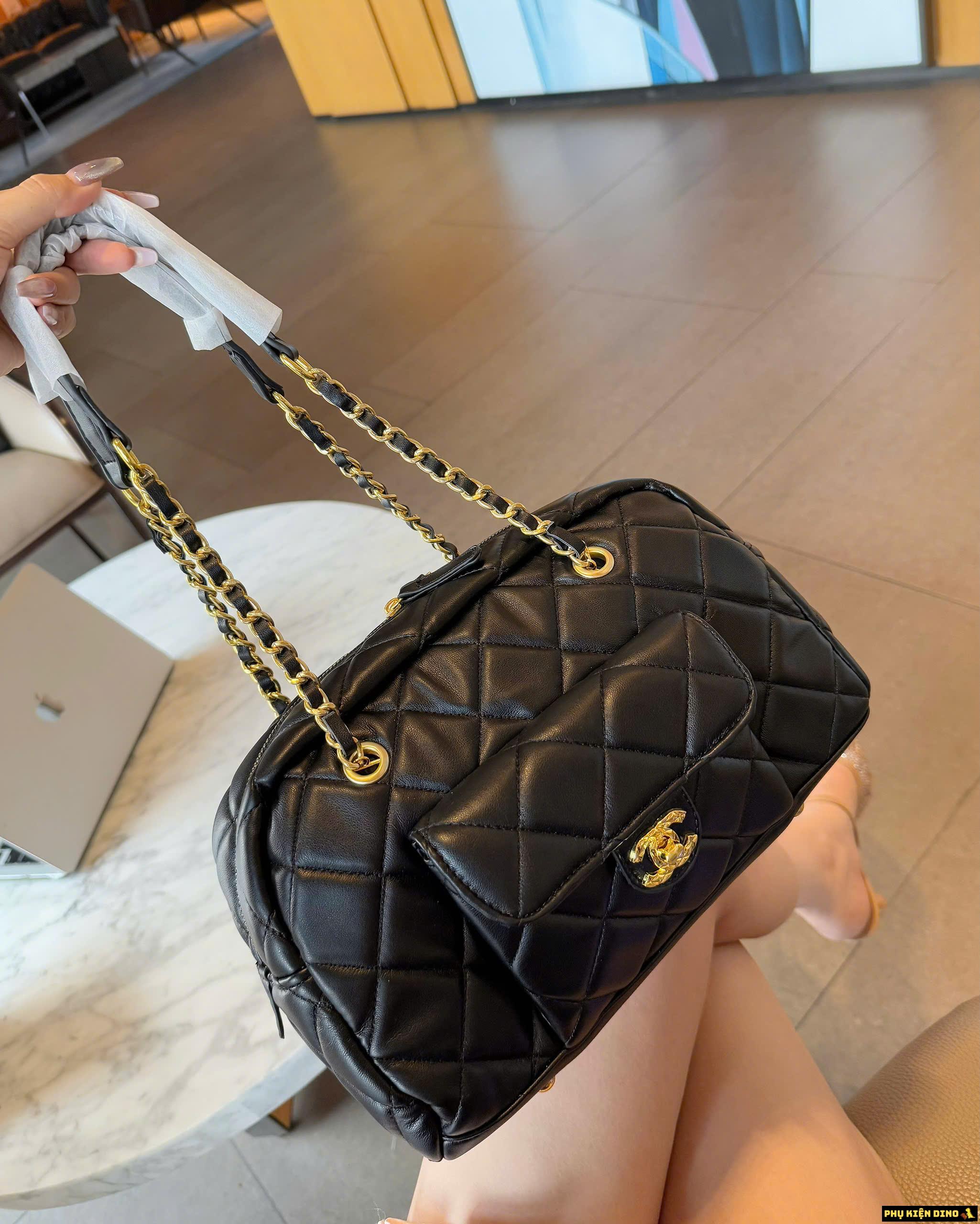 Túi Chanel Maxi Bowling Black Size 23 8 Túi Chanel Màu Đen Dáng Ngang