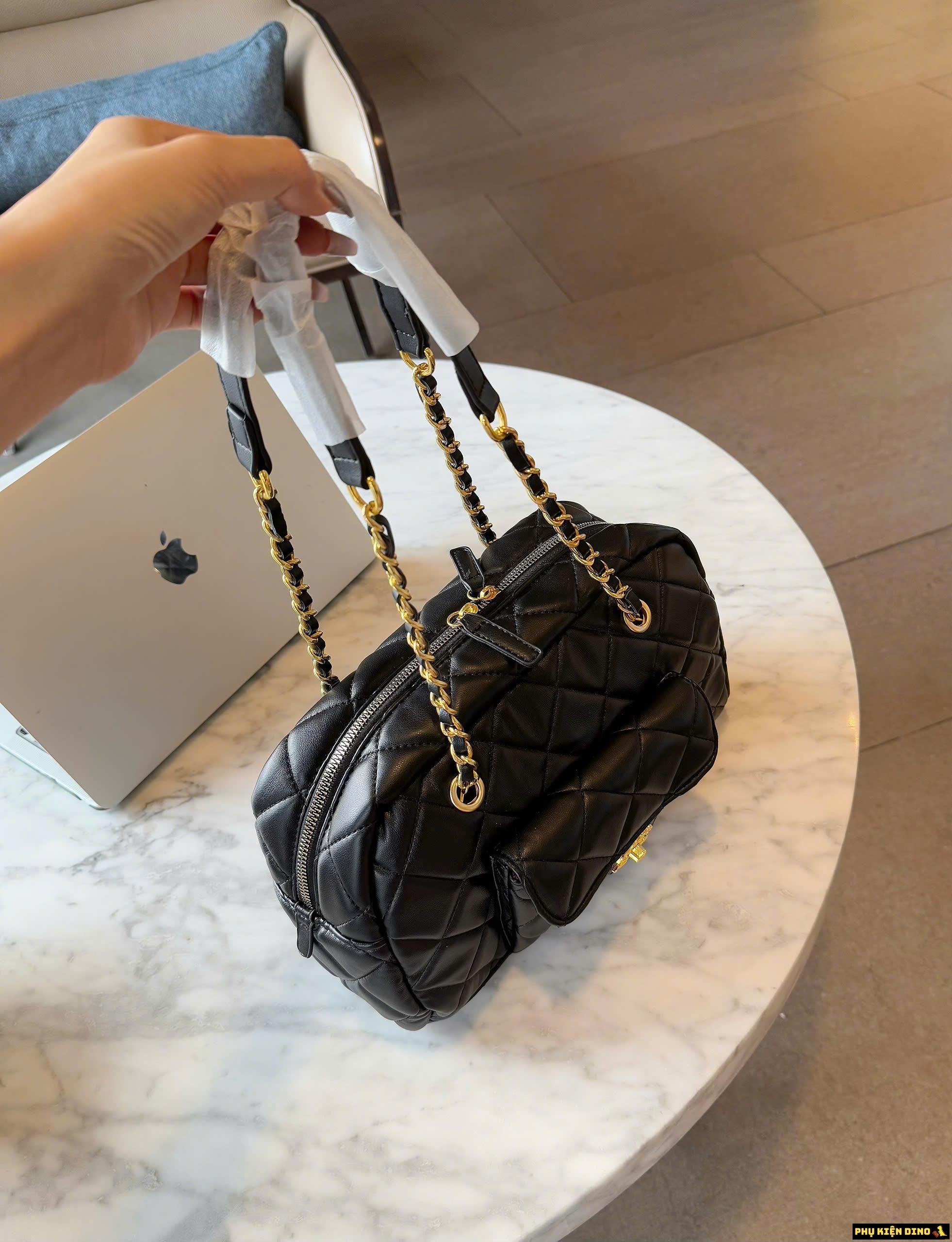 Túi Chanel Maxi Bowling Black Size 23 7 Túi Chanel Maxi Bowling màu Đen