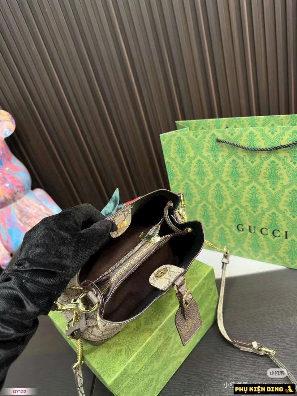 Túi Gucci Neo Size 21 Kèm Khăn Fullbox 6 Túi Đeo Vai Gucci GC Nâu