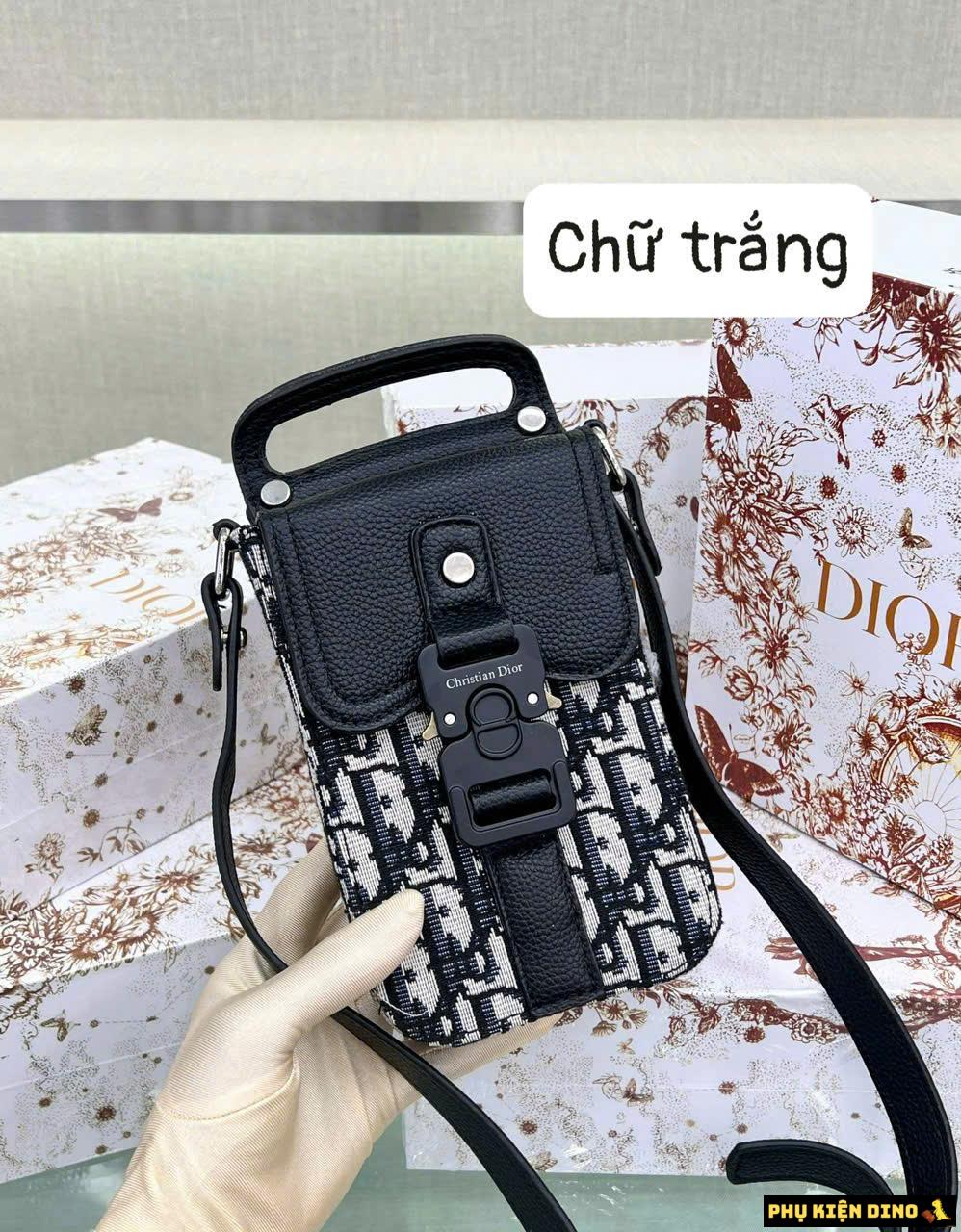 Túi Đựng Điện Thoại Dior Màu Đen Trắng Fullbox 1 Túi Đựng Điện Thoại Dior Màu Đen Trắng