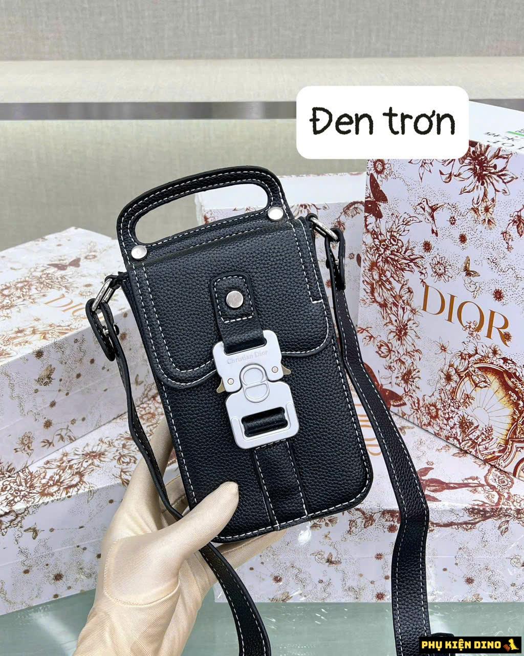 Túi Đựng Điện Thoại Dior Màu Đen Trắng Fullbox 4 Túi Đựng Điện Thoại Dior Màu Đen Trơn