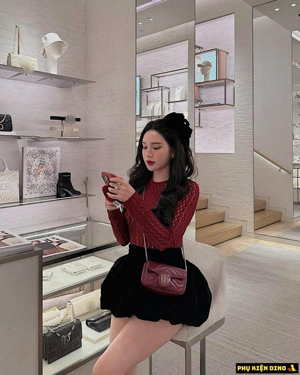 Túi Gucci GG Marmont In Rosso Ancora Red 476433-DTDHV-6207 3 Túi Gucci GG Marmont Small Shoulder Bag Màu Đỏ Đô