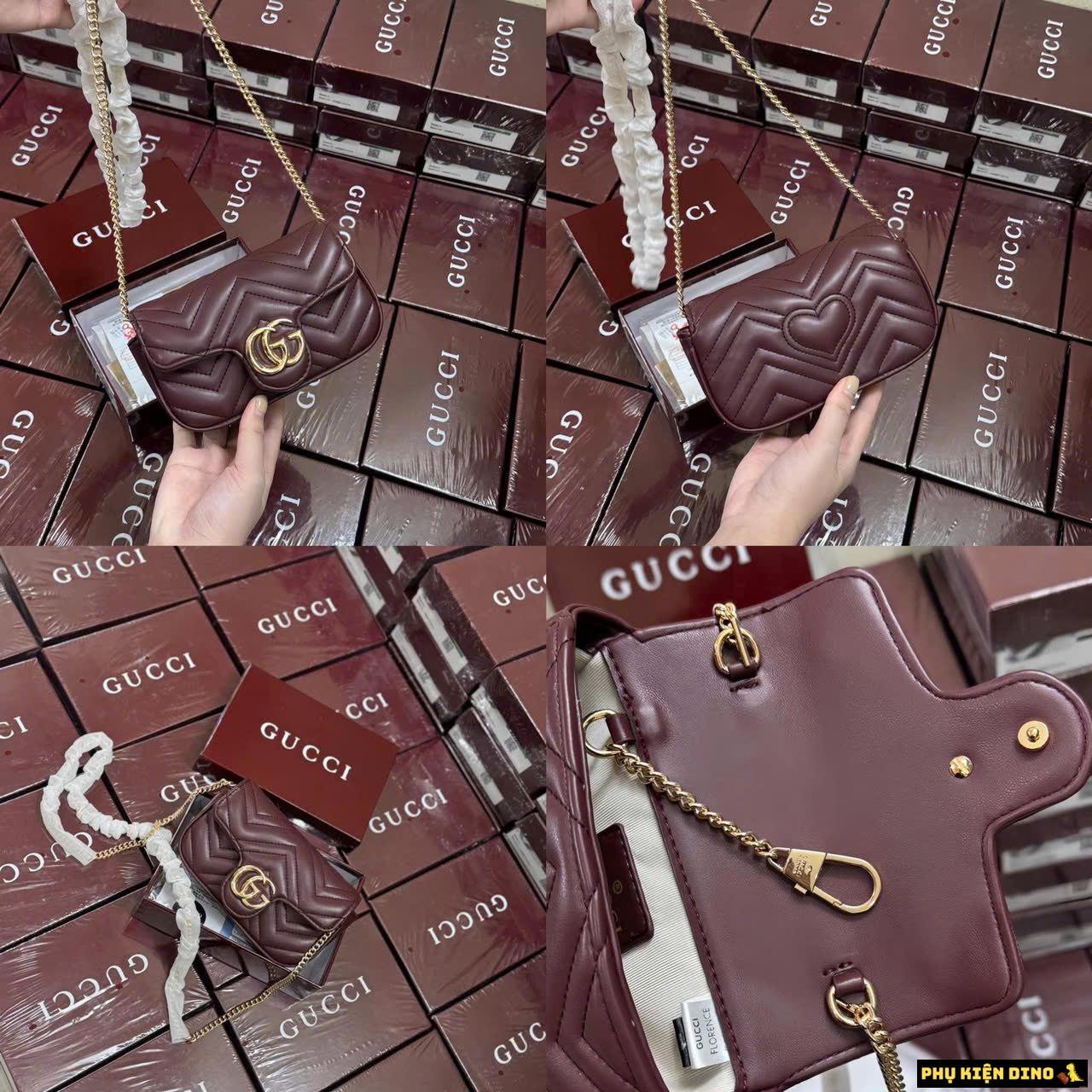 Túi Gucci GG Marmont In Rosso Ancora Red 476433-DTDHV-6207 8 Túi Gucci GG Size 20 Màu Đỏ Đô Fullbox