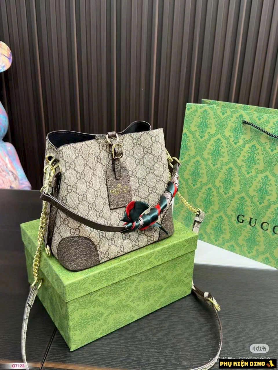 Túi Gucci Neo Size 21 Kèm Khăn Fullbox 2 Túi Gucci Neo Size 21 Kèm Khăn Màu Kem Nâu Fullbox