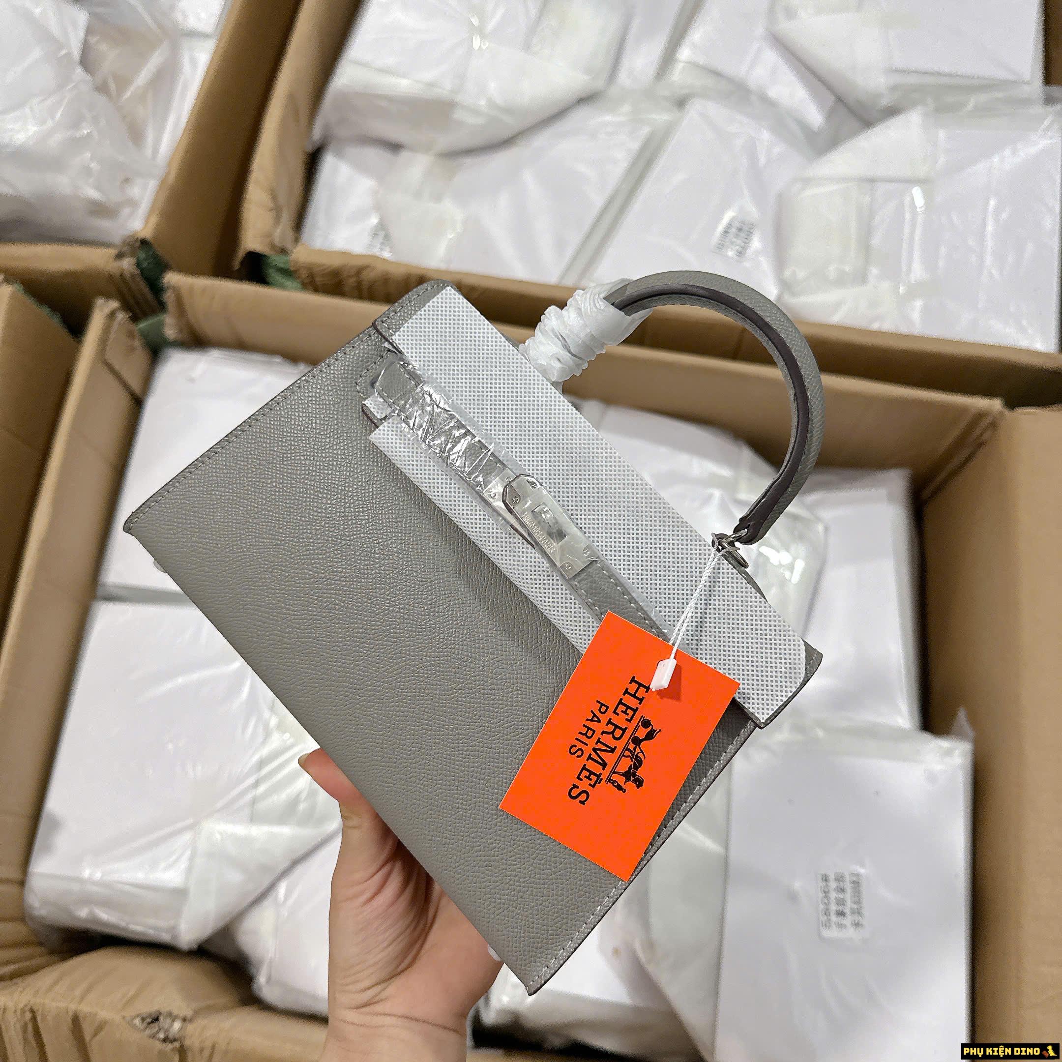 Túi Hermes Gray Màu Xám Size 22 Khóa Bạc 3 Túi Hermes Gray