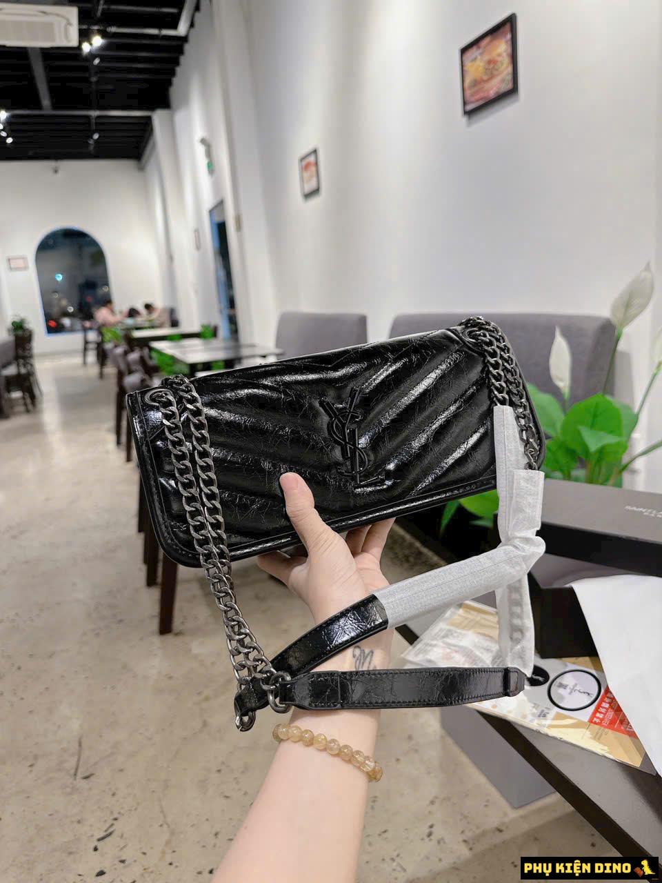 Túi Xách Nữ YSL Saint Laurent Dáng Dài Đen Nâu Trắng Fullbox 2 Túi Xách Nữ YSL Saint Laurent Dáng Ngang Dài Màu Đen