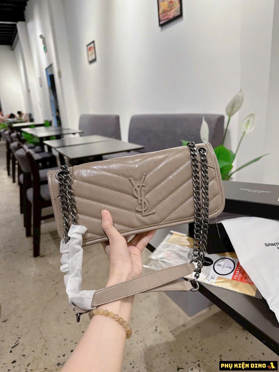 Túi Xách Nữ YSL Saint Laurent Dáng Dài Đen Nâu Trắng Fullbox 7 Túi Xách Nữ YSL Saint Laurent Dáng Ngang Dài Nâu