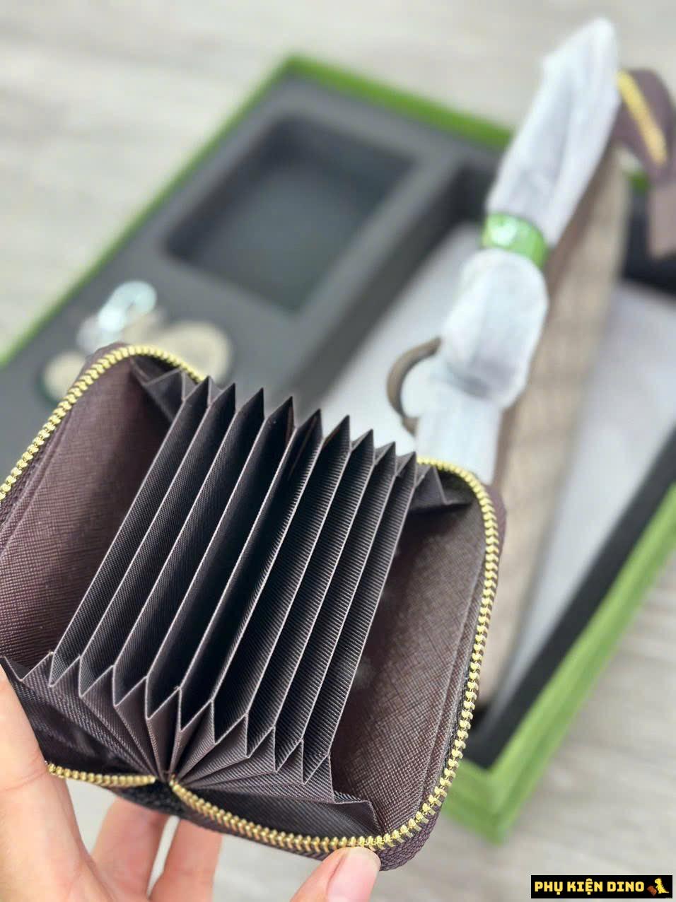 Túi Gucci Ophidia Hộp Quà Tặng Kèm Ví Móc Khóa Fullbox Seal 3 Ví Gucci Ophidia Nâu