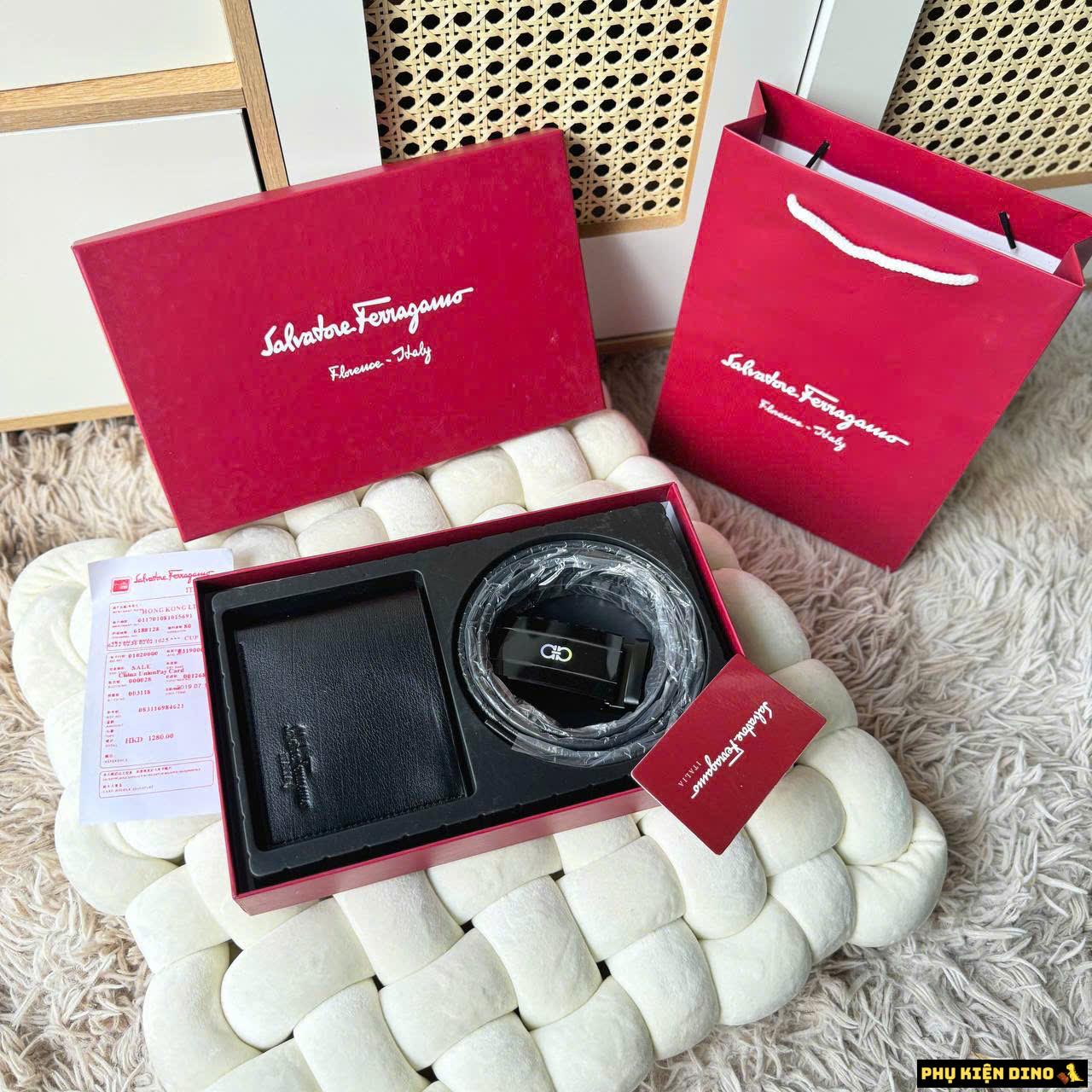 Hộp Quà Tặng Cho Nam Ví Và Dây Đai Lưng SALVATORE 1 Set Quà Tặng Nam Giới Ví Và Dây Nịt