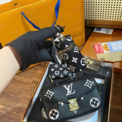 Set Túi Ví Louis Vuitton Pochette Metis East West Black