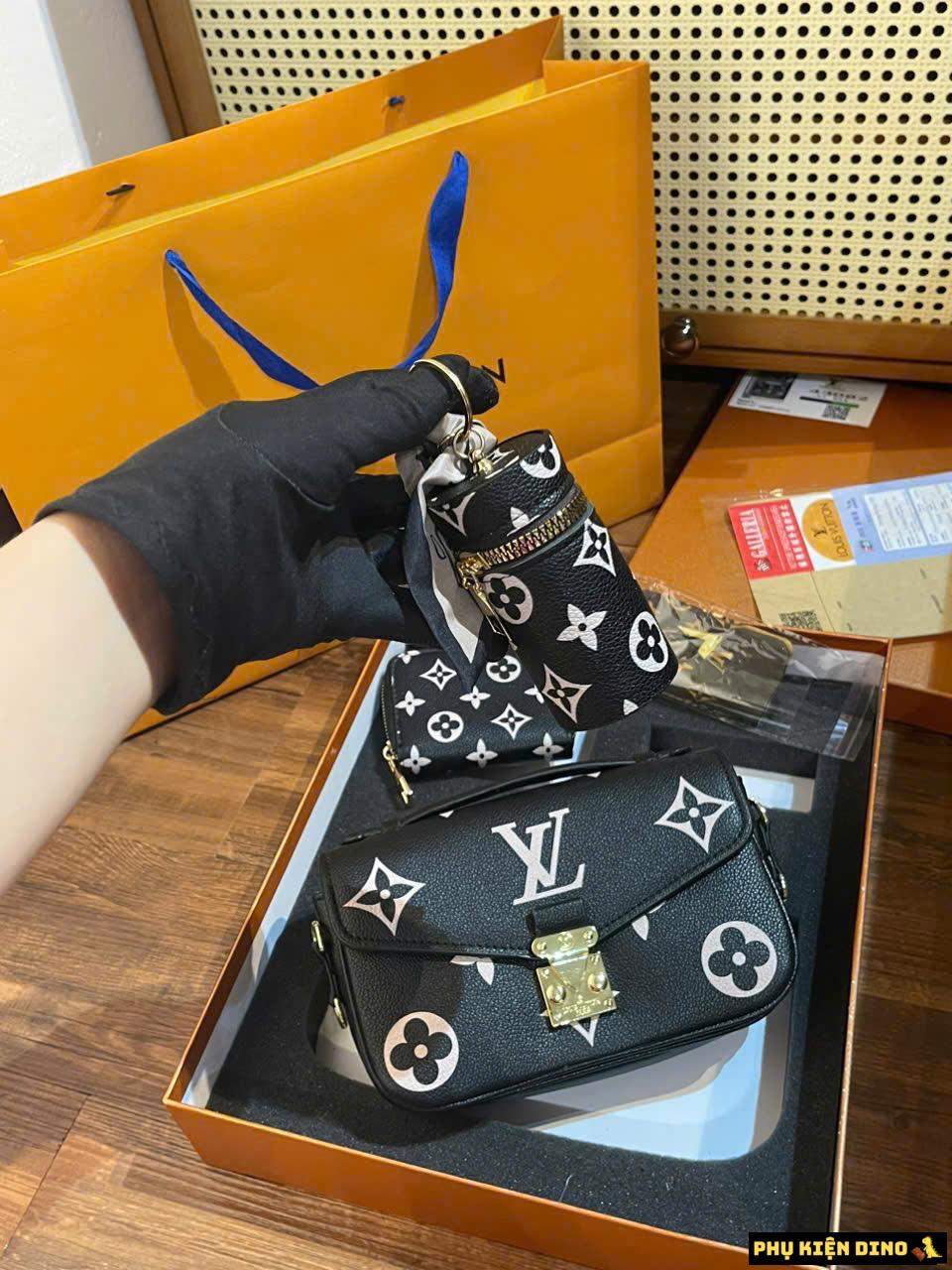 Set Túi Ví Louis Vuitton Pochette Metis East West Black M46596 1 Set Túi Ví Louis Vuitton Pochette Metis East West Black