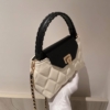 Túi Xách Nữ Charles & Keith CNK Arwen Quilted Braided Strap 18 Túi CNK White Black Trắng Quai Cầm Đen