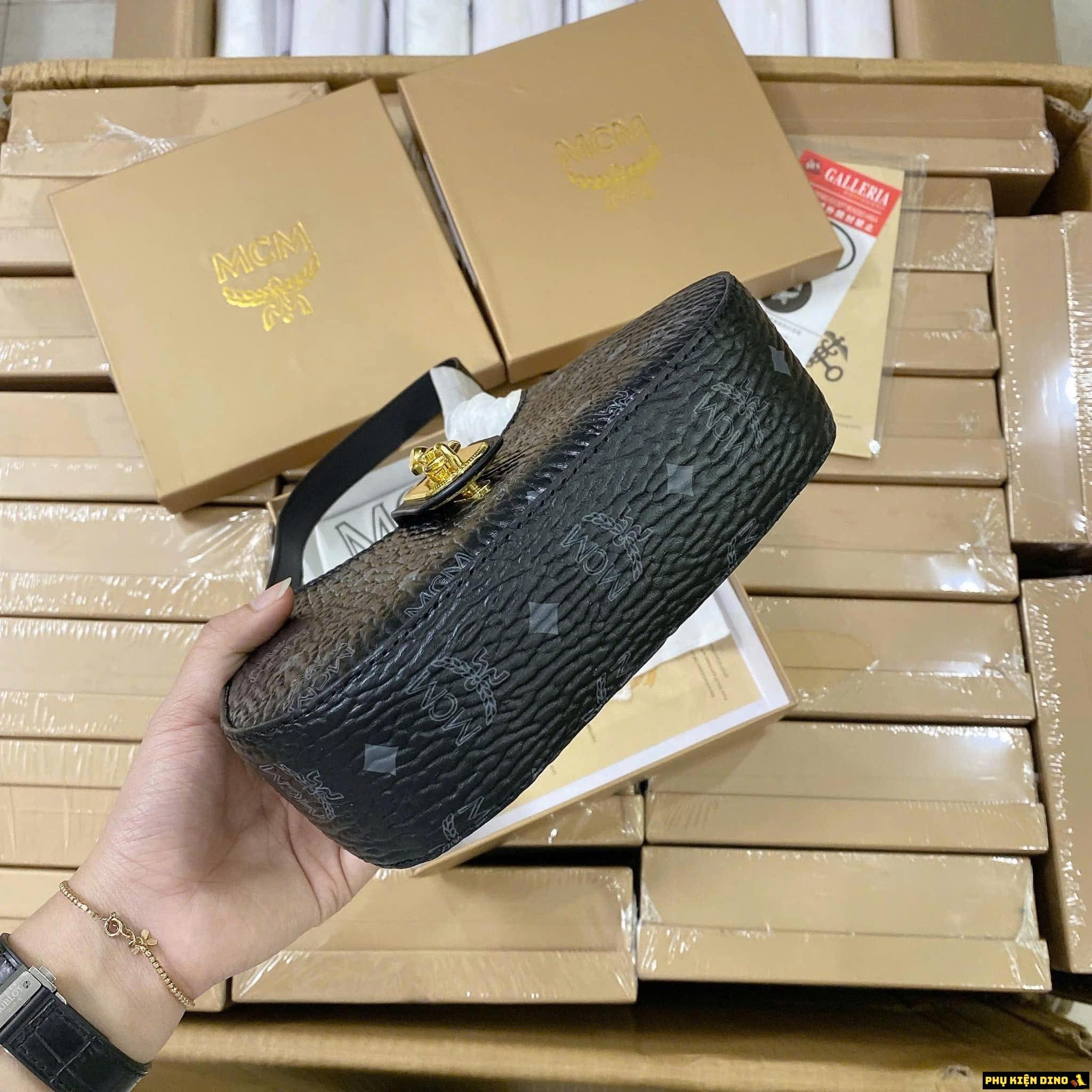 Túi Đeo Vai MCM Brown Black Nâu Đen Fullbox 9 Túi Đeo Vai MCM Black Fullbox