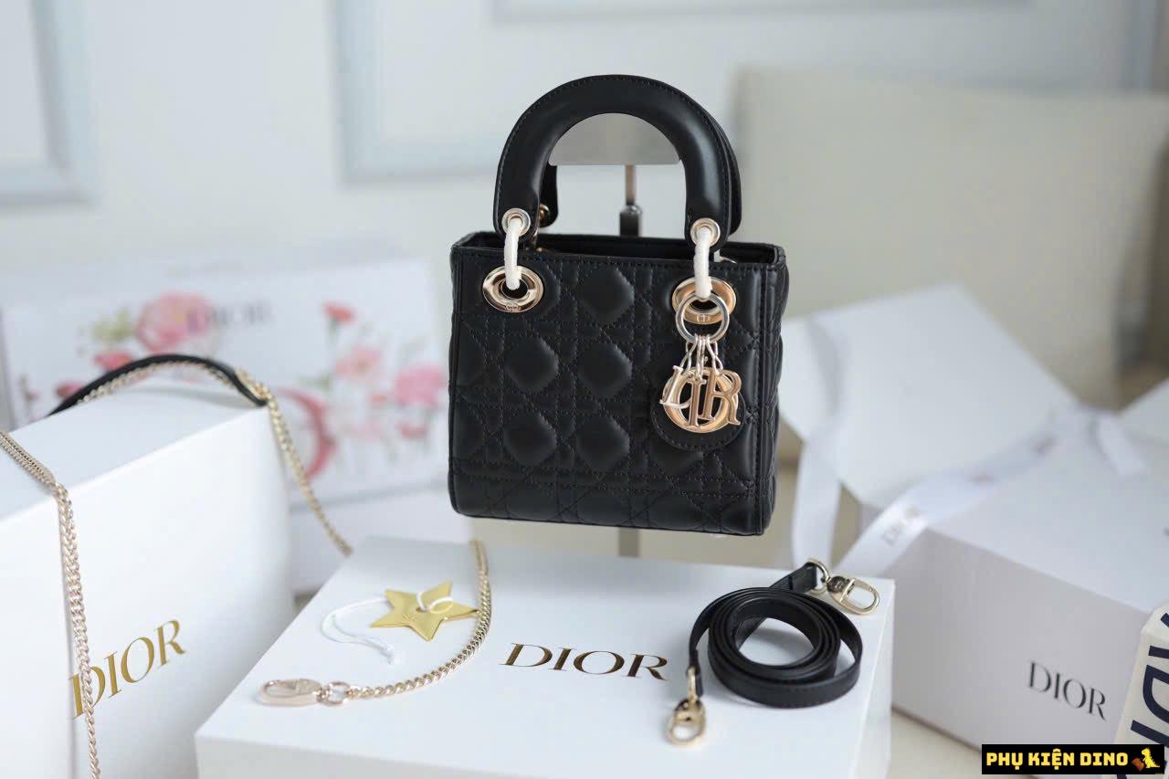 Túi Dior Trầm Trám Khóa Vàng Đồng Màu Trắng Hồng Đen Đỏ 5 Túi Dior Trầm Trám Khóa Vàng Đồng Màu Đen