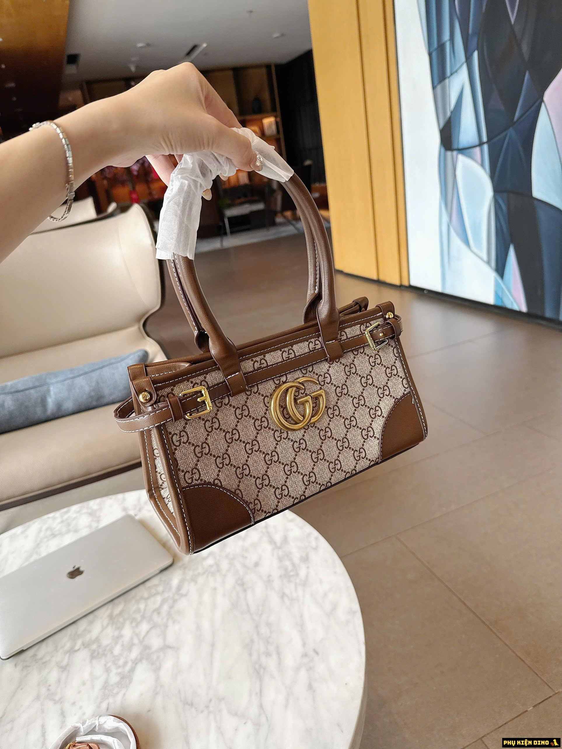 Túi Xách Nữ Đeo Vai Gucci LV Louis Vuitton Nâu 8 Túi Gucci Brown Họa Tiết Đeo Vai