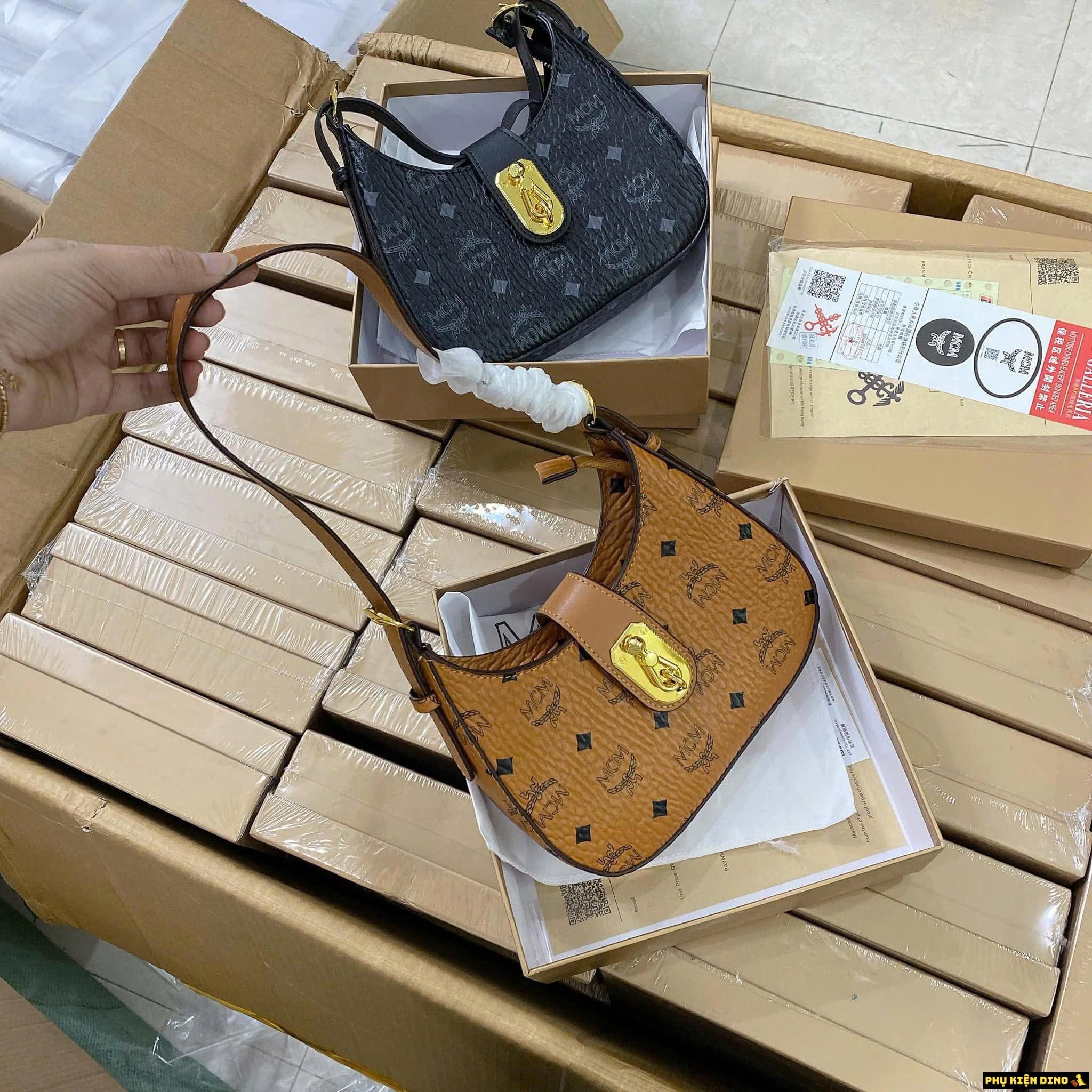 Túi Đeo Vai MCM Brown Black Nâu Đen Fullbox 3 Túi Kẹp Nách MCM Brown Black