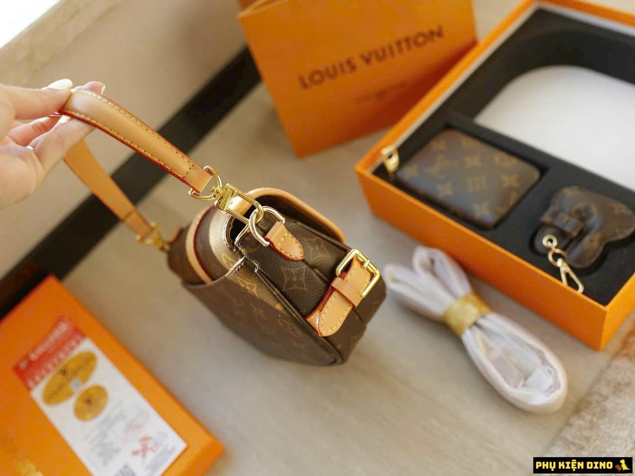 Bộ Quà Tặng Louis Vuitton LV Saumur BB Monogram Fullbox 8 Túi Louis Vuitton LV Saumur Màu Nâu