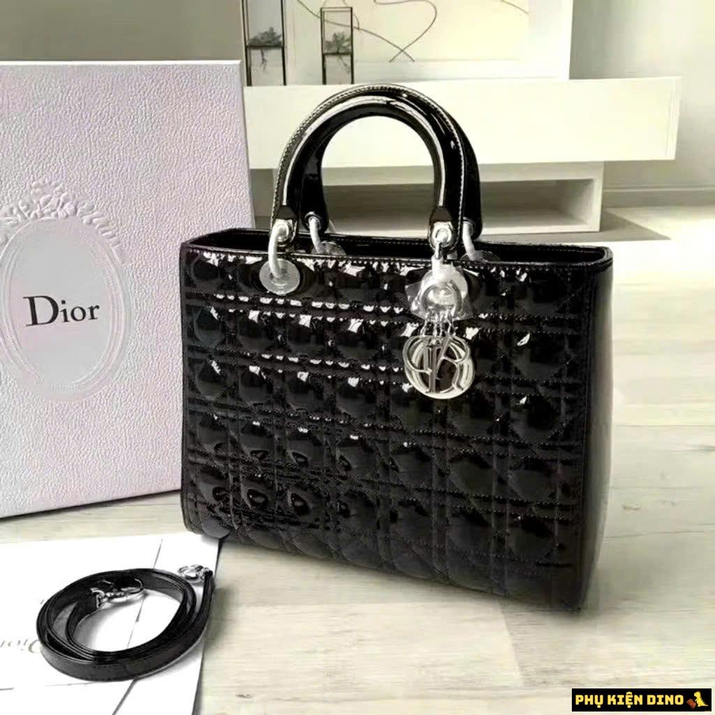 Túi Xách Công Sở Dior Da Bóng Size 32 Màu Đỏ Đen 6 Túi Xách Công Sở Dior Black Da Bóng