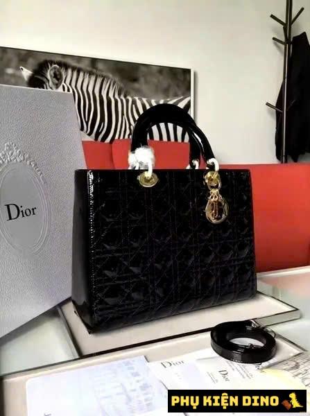 Túi Xách Công Sở Dior Da Bóng Size 32 Màu Đỏ Đen 7 Túi Xách Công Sở Dior Da Bóng Size 32 Màu Đen