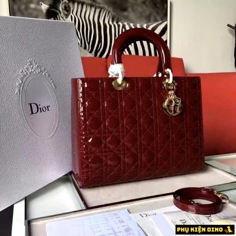 Túi Xách Công Sở Dior Da Bóng Size 32 Màu Đỏ Đen 2 Túi Xách Công Sở Dior Da Bóng Size 32 Màu Đỏ