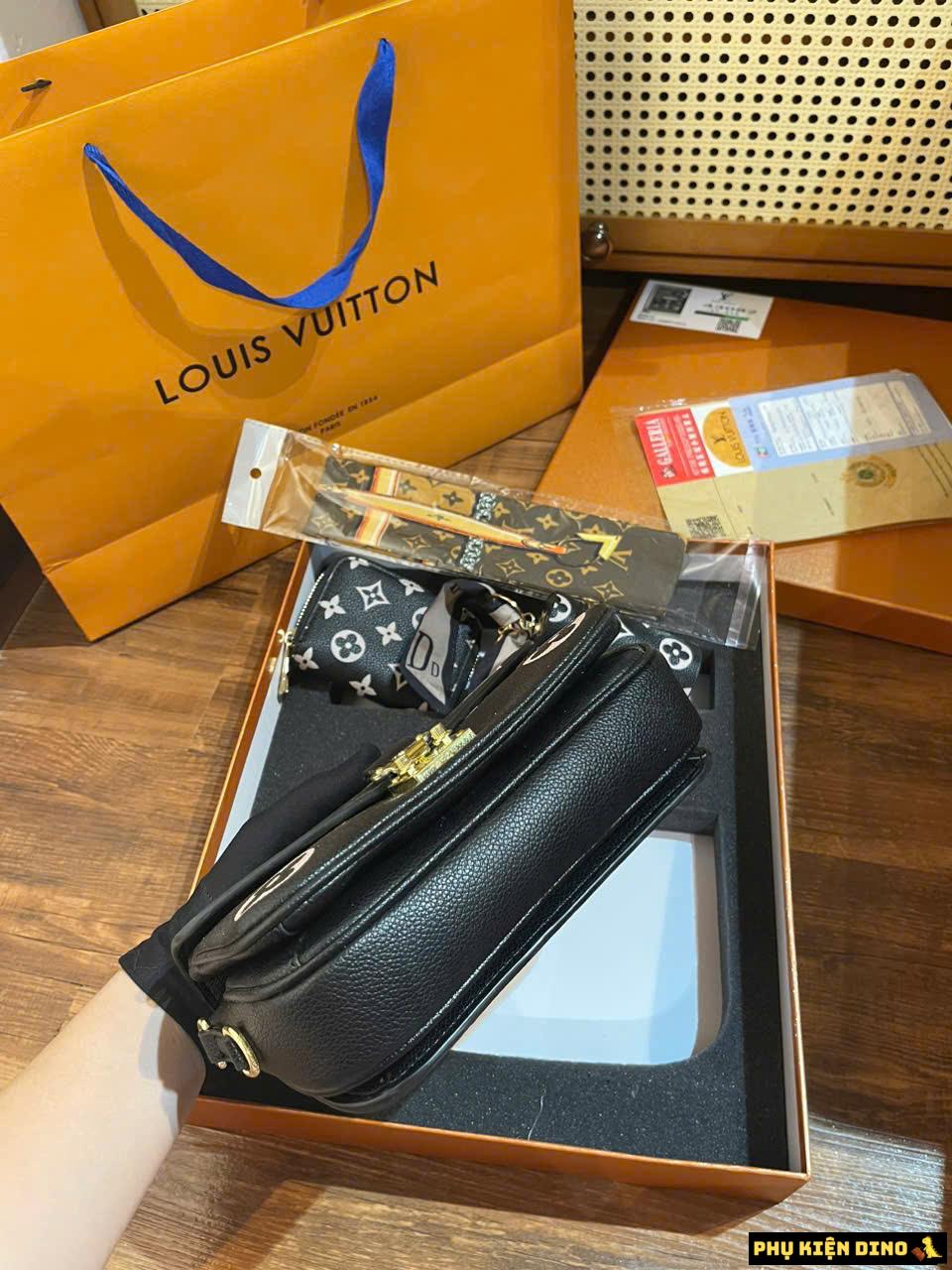 Set Túi Ví Louis Vuitton Pochette Metis East West Black M46596 3 Túi xách Louis Vuitton Pochette Metis Woc Black
