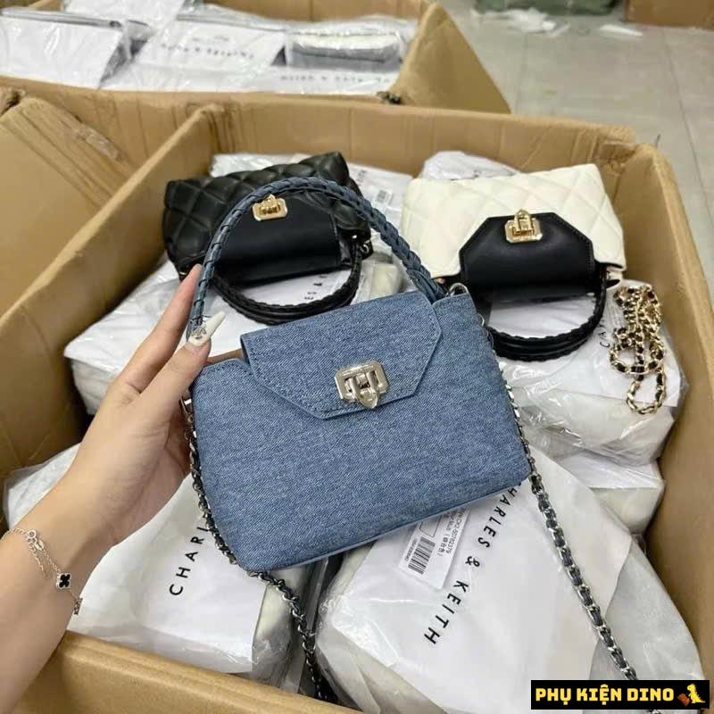 Túi Xách Nữ Charles & Keith CNK Arwen Quilted Braided Strap 3 Túi Xách Nữ CNK Xanh Denim