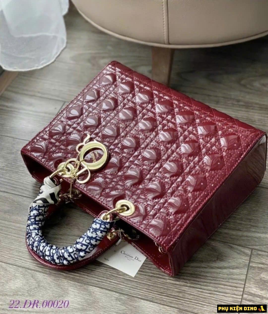 Túi Xách Công Sở Dior Da Bóng Size 32 Màu Đỏ Đen 4 Túi Xách Nữ Công Sở Size Lớn Dior Màu Đỏ Đô